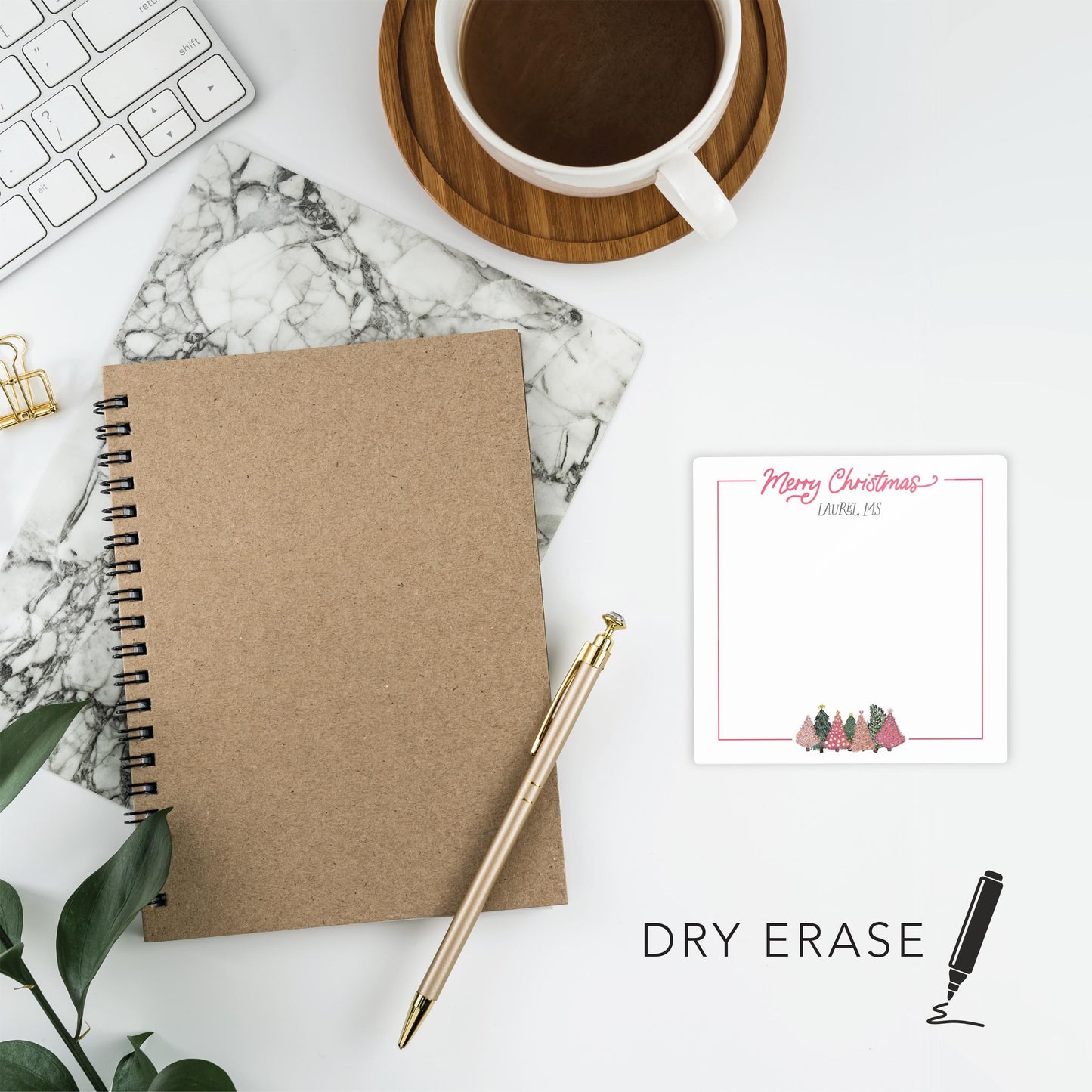 Love+Local 4x4 Dry Erase | Pink Christmas Trees