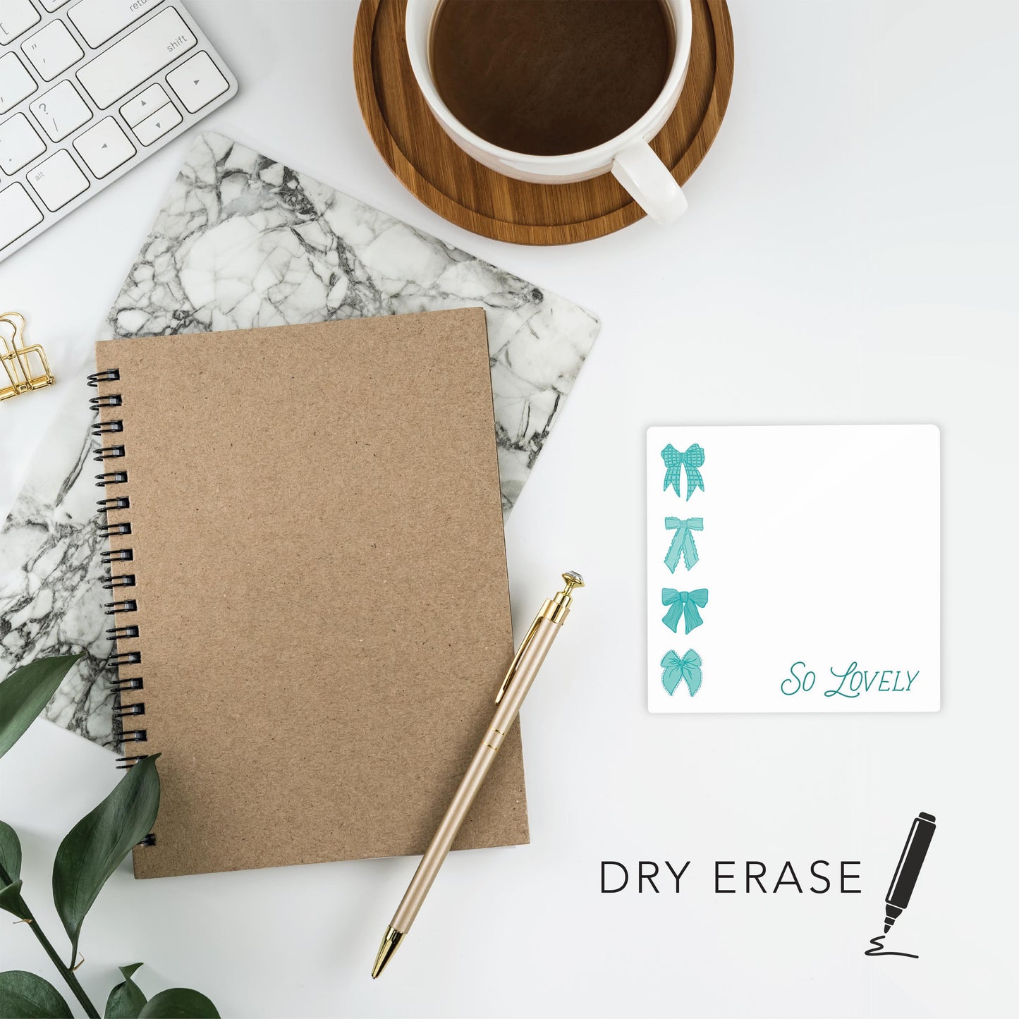 Preppy Bows 4x4 Dry Erase | Blue Bow So Lovely