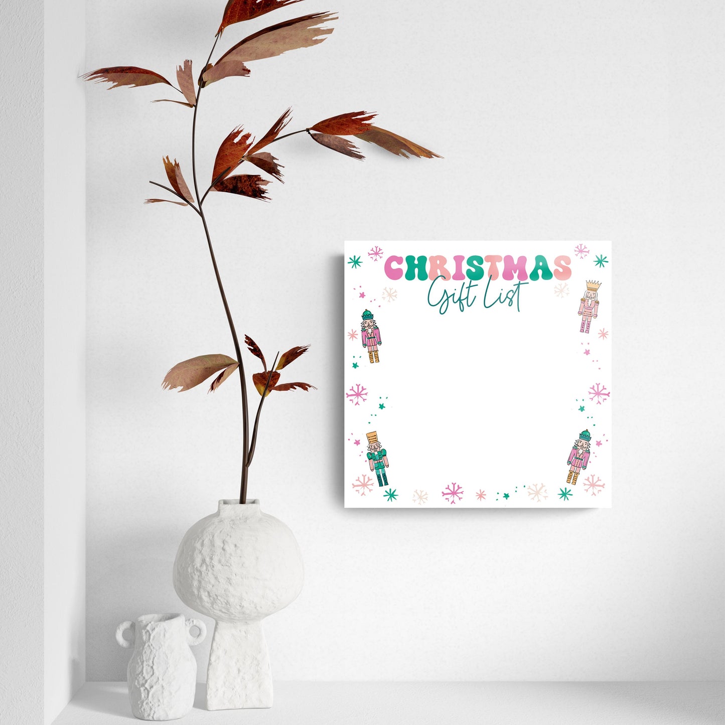 Confetti Nutcracker 8x8 Dry Erase | Christmas Gift List Nutcracker