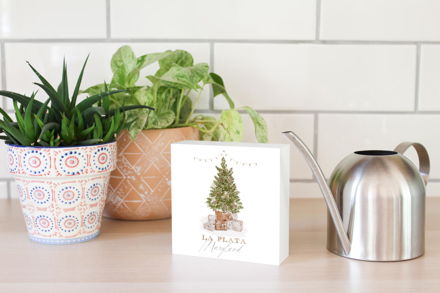 Love+Local 5x5 Wood Block | Cottage Tree