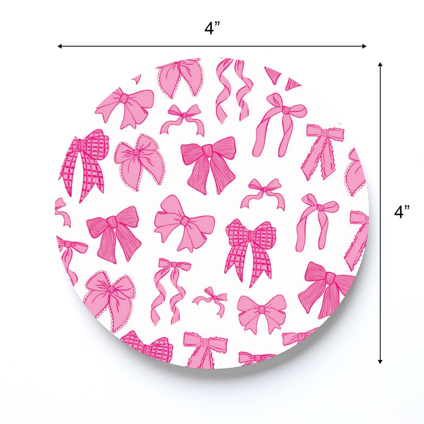 Preppy Bows Round Coaster | Pink Preppy Bows