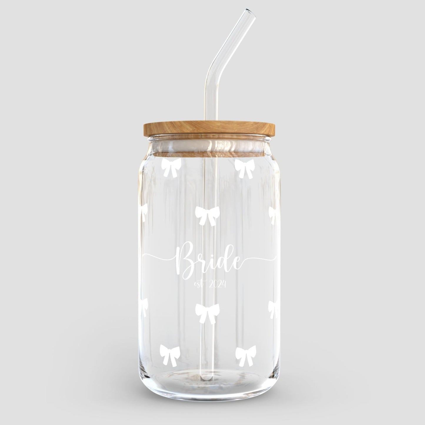 Wedding 16oz. Glass Tumbler | Bride EST Bows