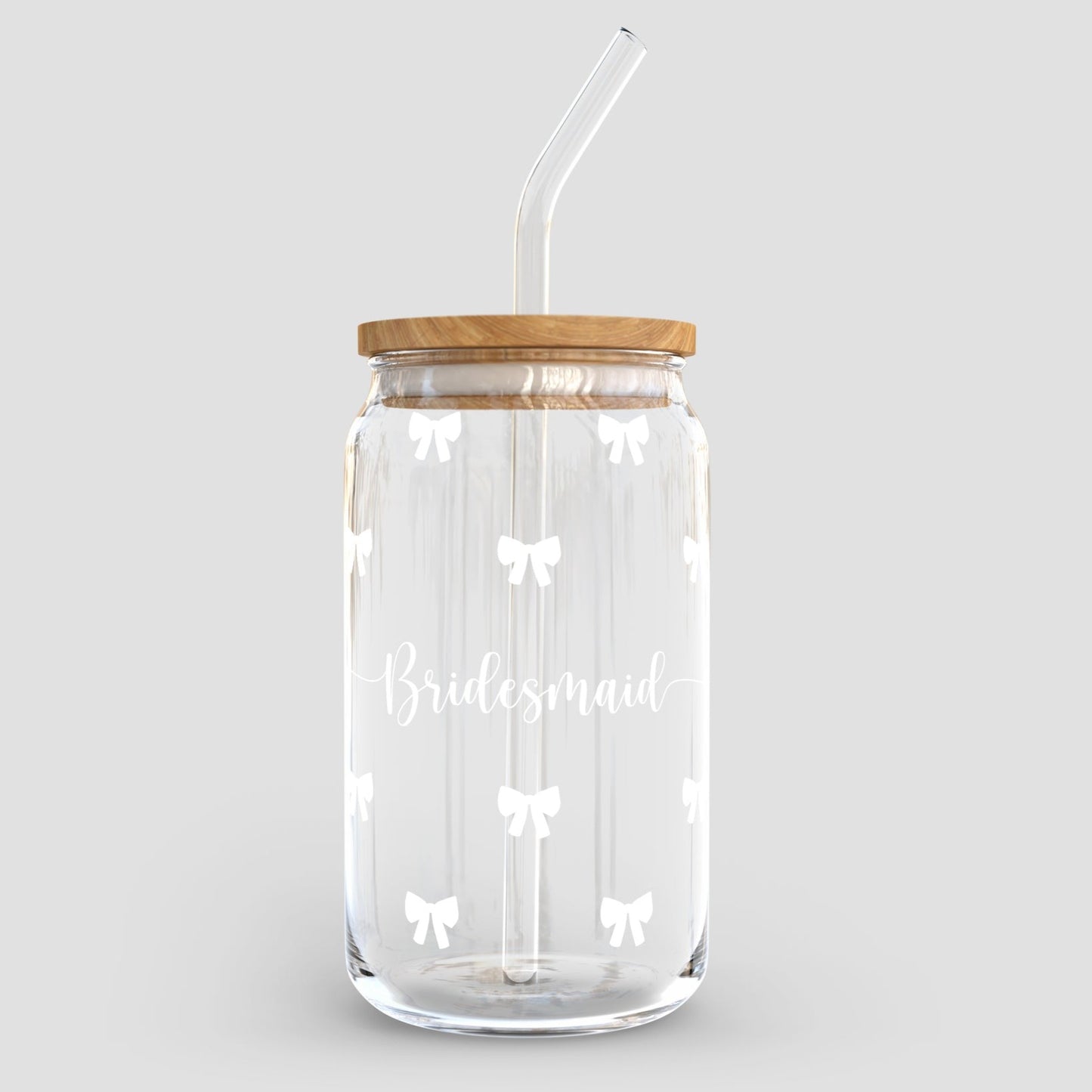 Wedding 16oz. Glass Tumbler | Bridesmaid Bows