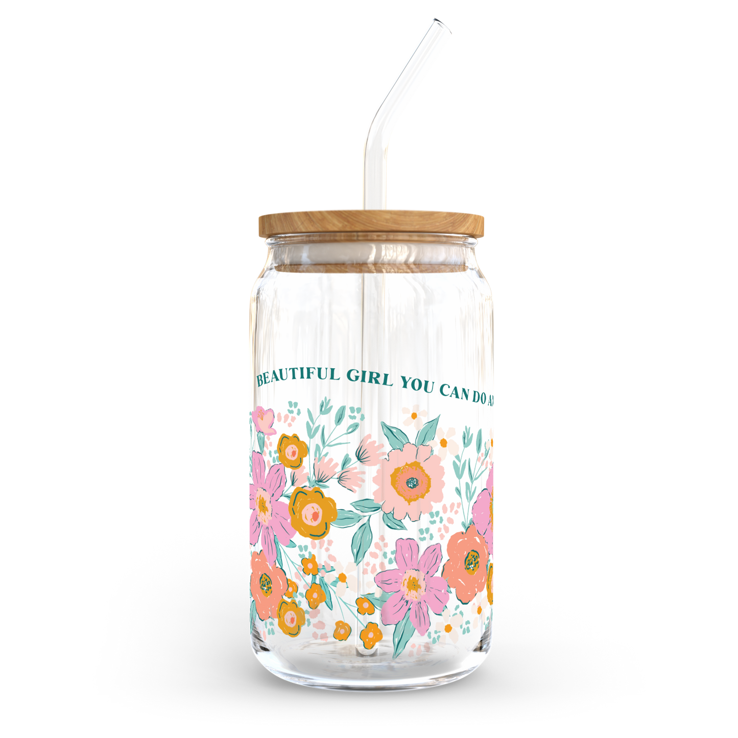 16oz. Glass Cup - Beautiful Girl