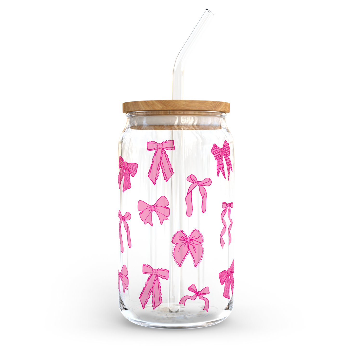 Preppy Bows 16oz. Glass Tumbler | Pink Preppy Bows