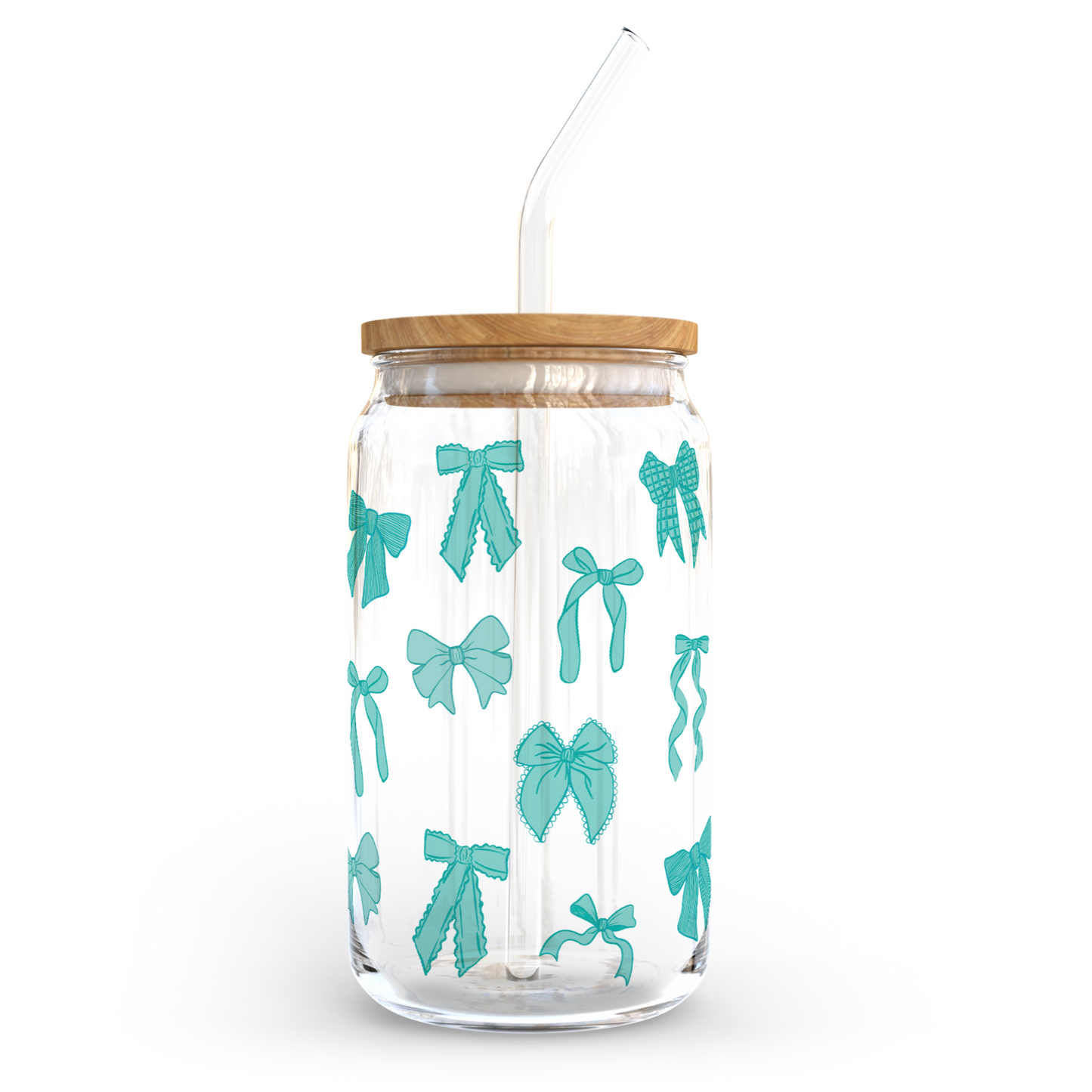 Preppy Bows 16oz. Glass Tumbler | Blue Preppy Bows