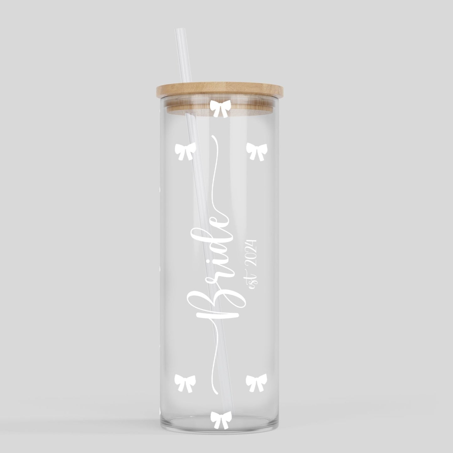 Wedding 24oz. Glass Tumbler | Bride EST Bows