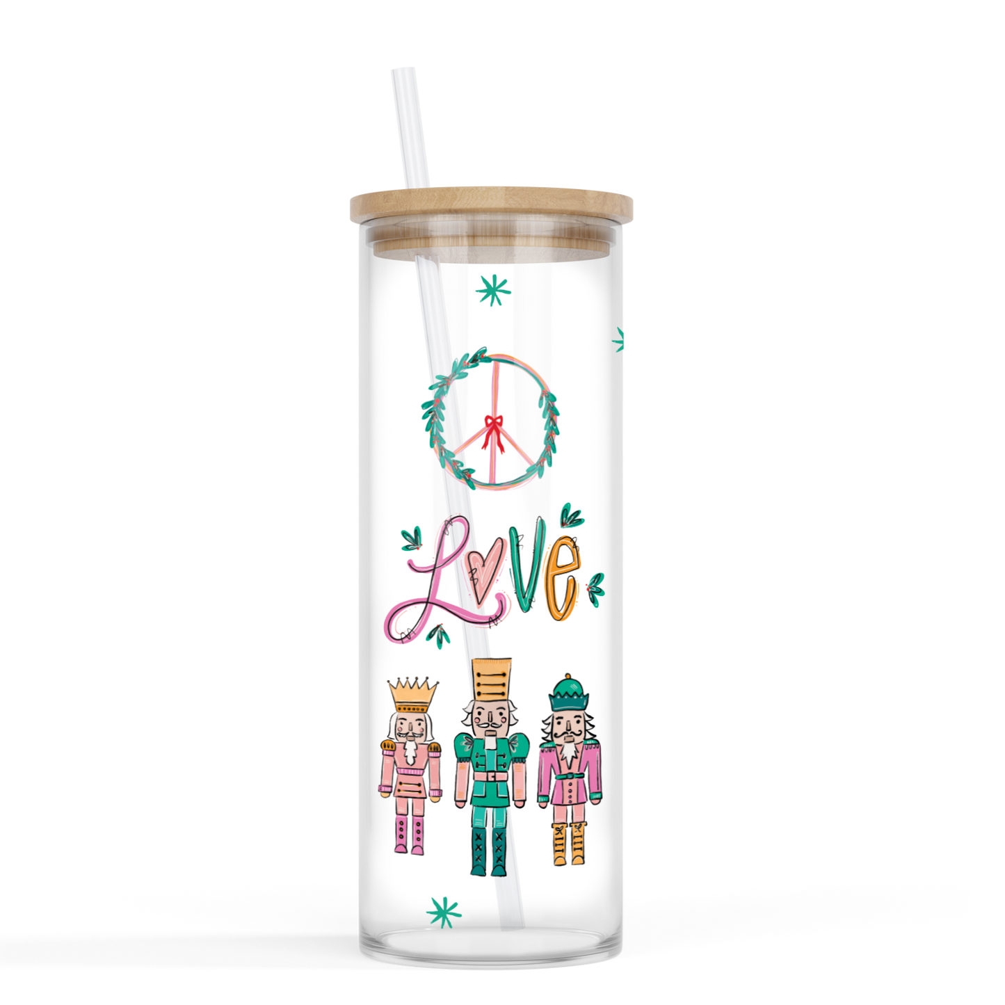 Confetti Nutcracker 24oz. Glass Tumbler | Peace Love Nutcracker