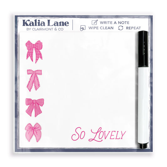 Preppy Bows 4x4 Dry Erase | Pink Bow So Lovely