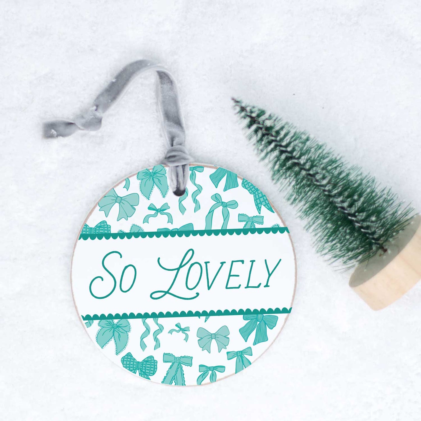 Preppy Bows 4in Round Ornament | Blue Preppy Bows