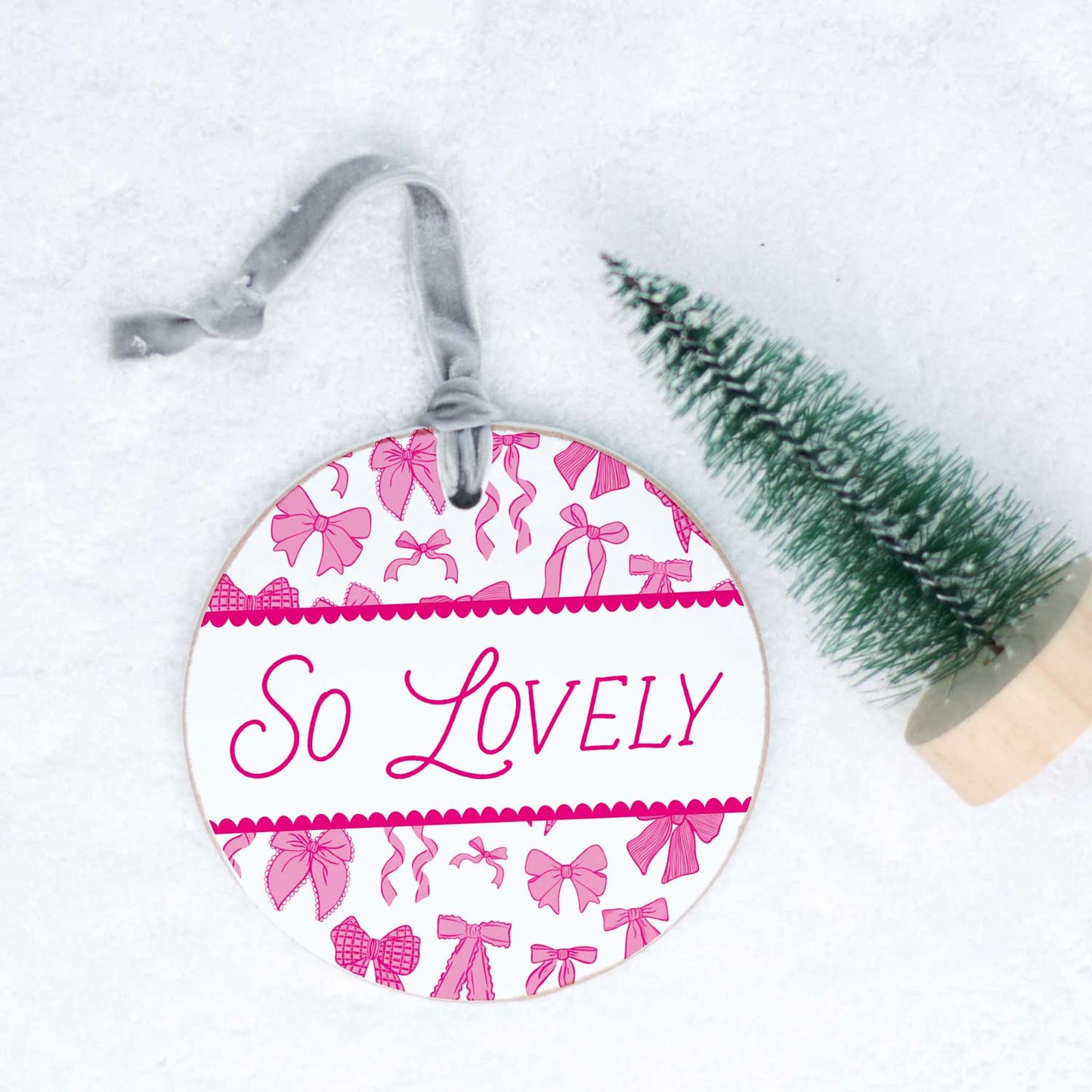 Preppy Bows 4in Round Ornament | Pink Preppy Bows