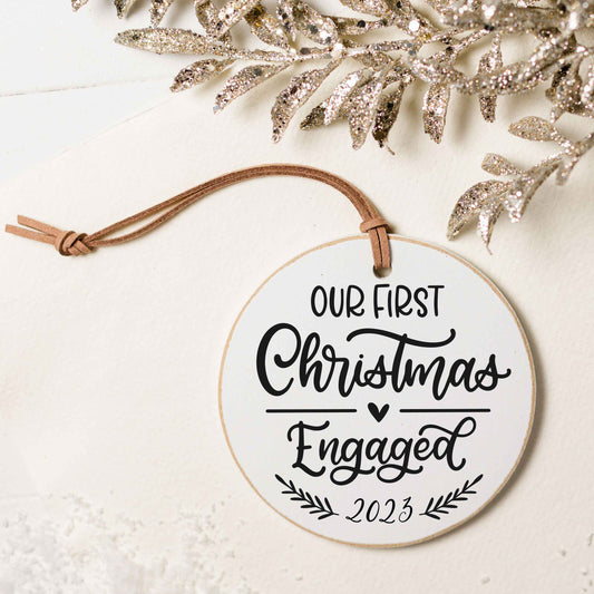 Christmas Engaged Round Ornament
