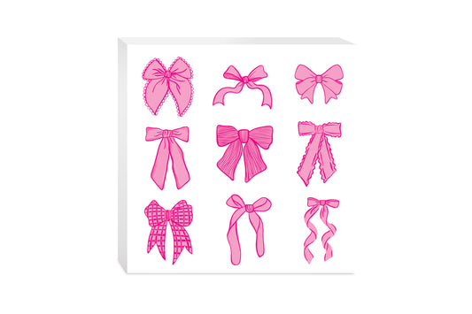 Preppy Bows 10x10 Wood Sign | Pink Preppy Bows