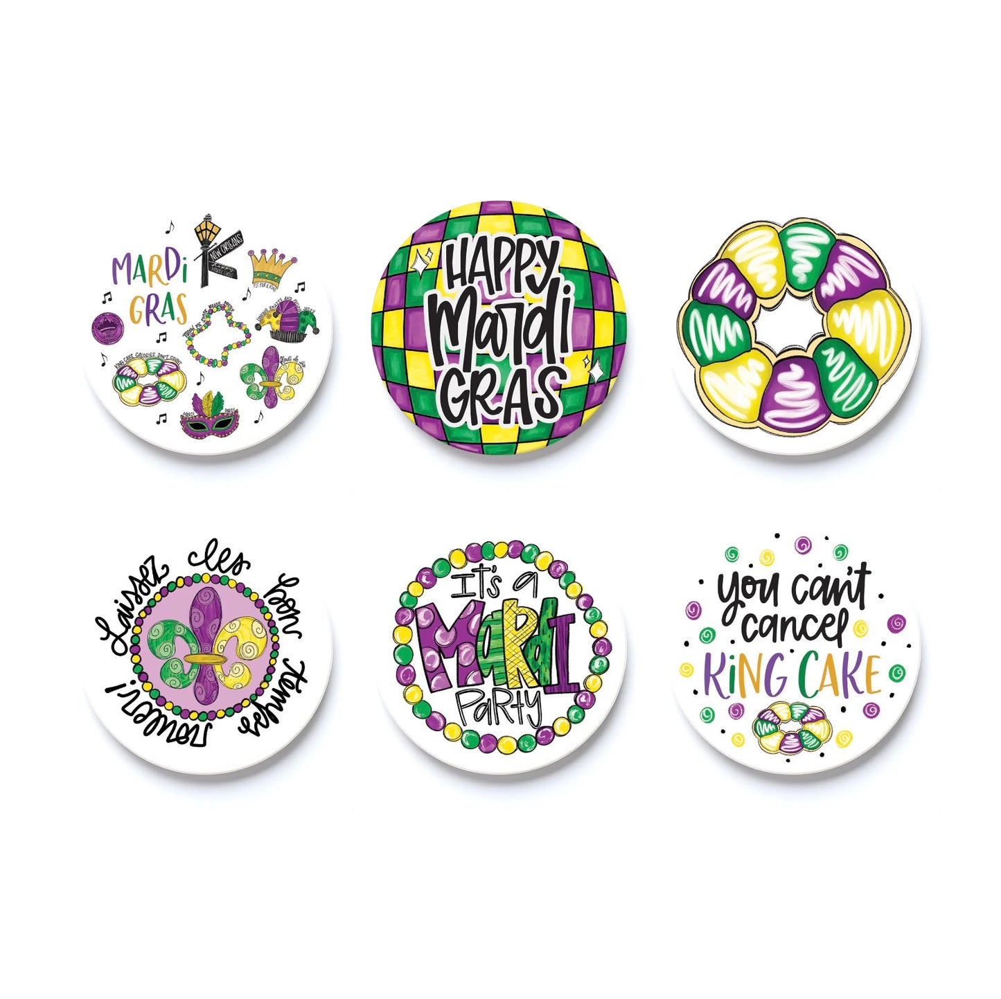 Car Coaster 6-Style Pre Pack Mardi Gras