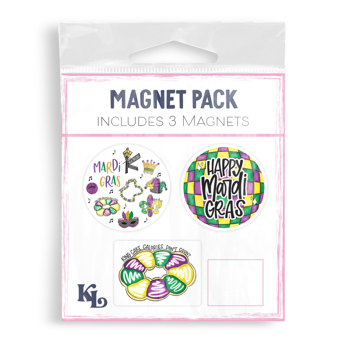 Vinyl Magnet 3-Pack Mardi Gras