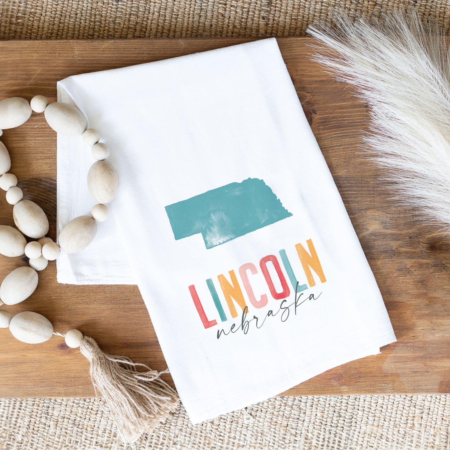 Tea Towel Watercolor City Lincoln NE