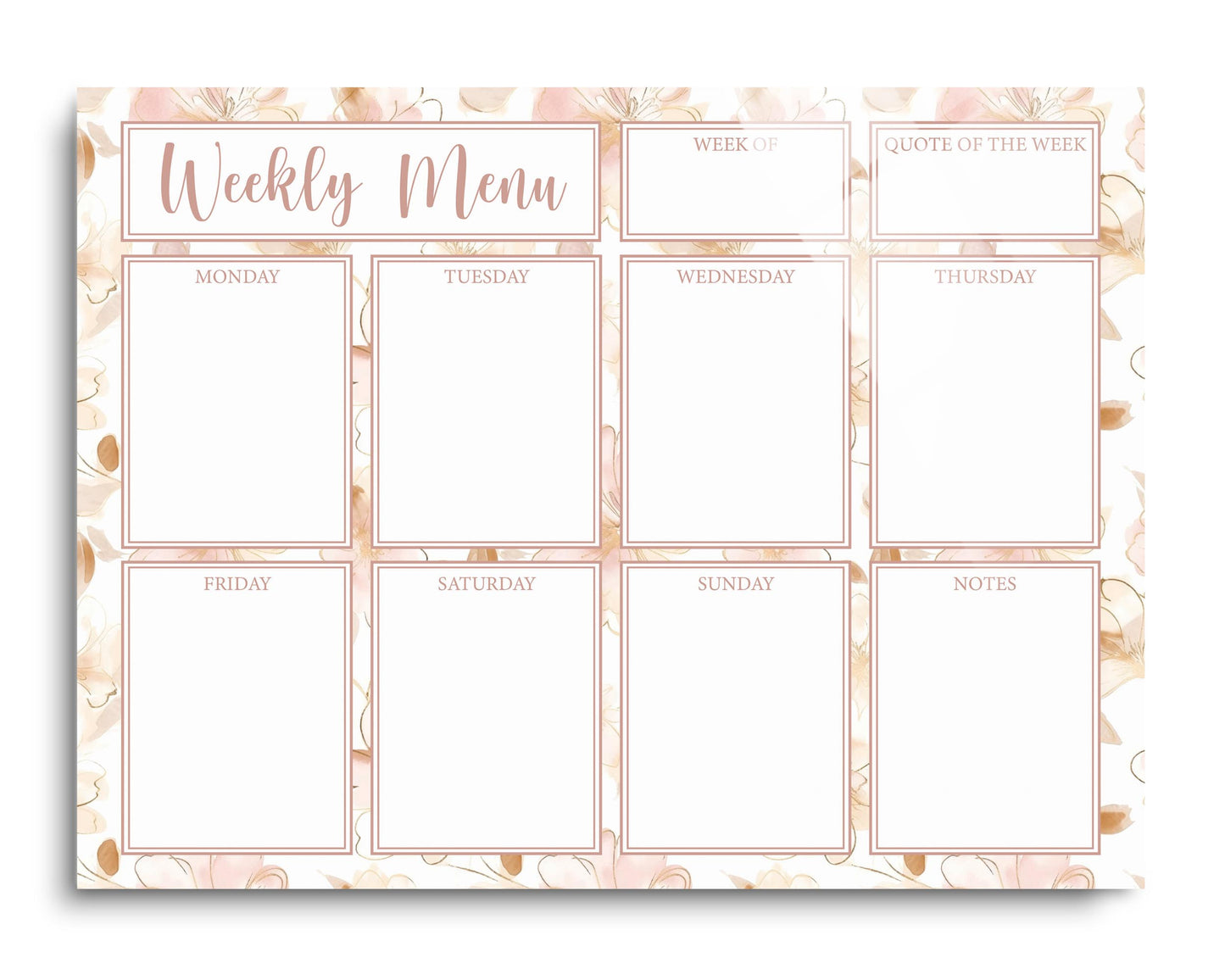 Weekly Menu Painted Floral