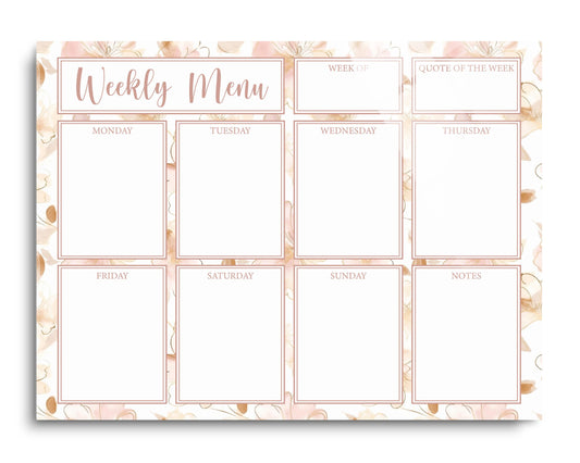 Weekly Menu Painted Floral