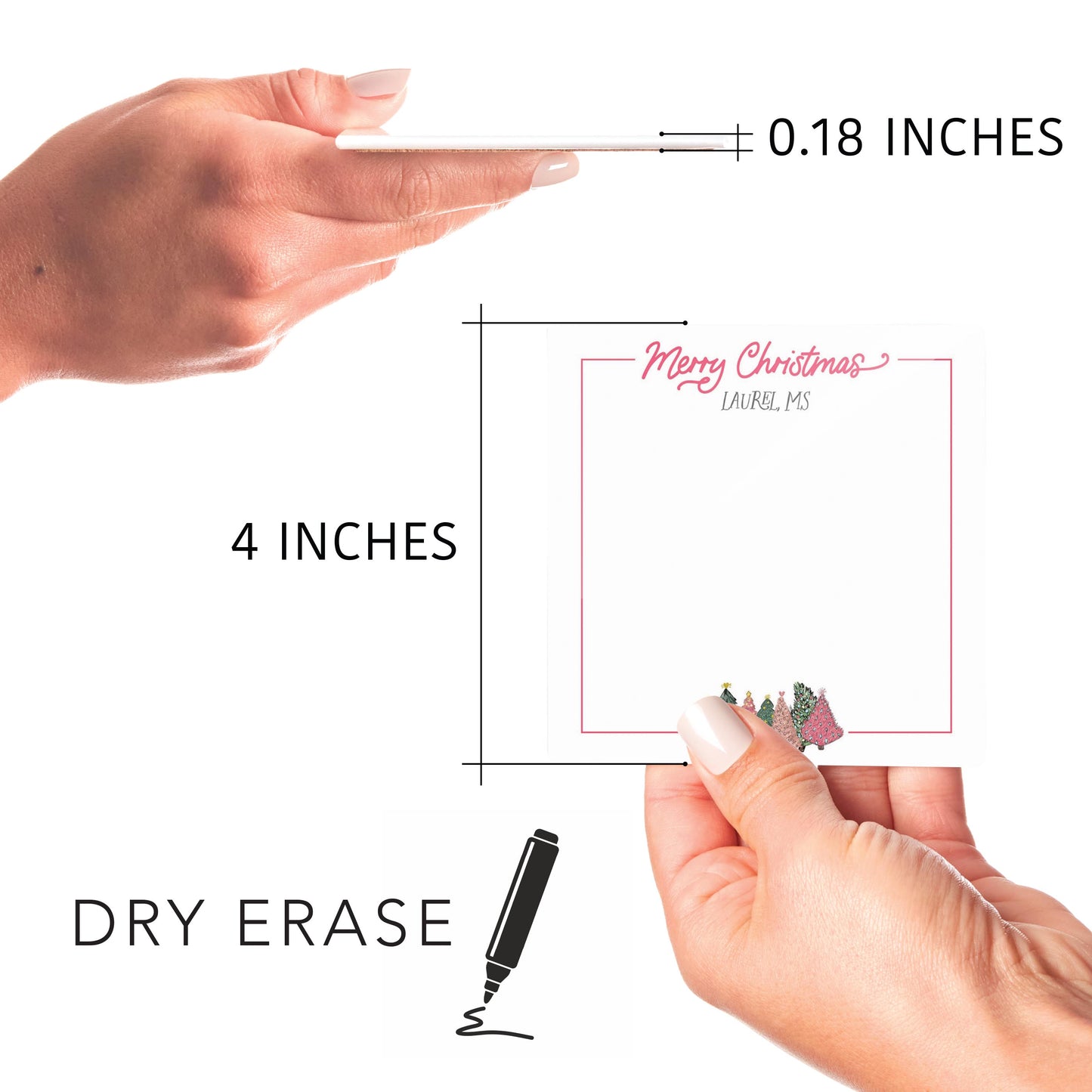 Love+Local 4x4 Dry Erase | Pink Christmas Trees