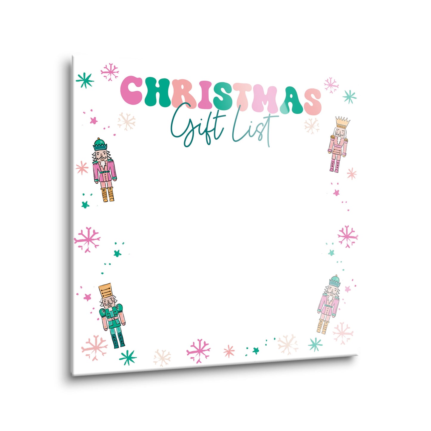 Confetti Nutcracker 8x8 Dry Erase | Christmas Gift List Nutcracker