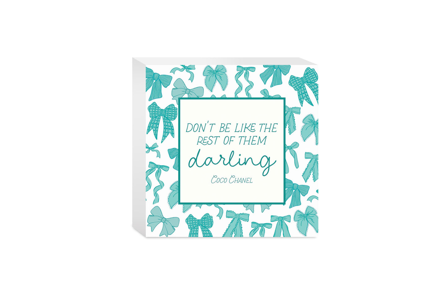Preppy Bows 5x5 Wood Sign | Blue Preppy Bows