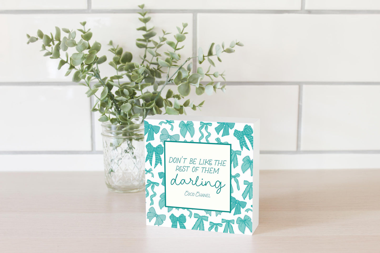 Preppy Bows 5x5 Wood Sign | Blue Preppy Bows