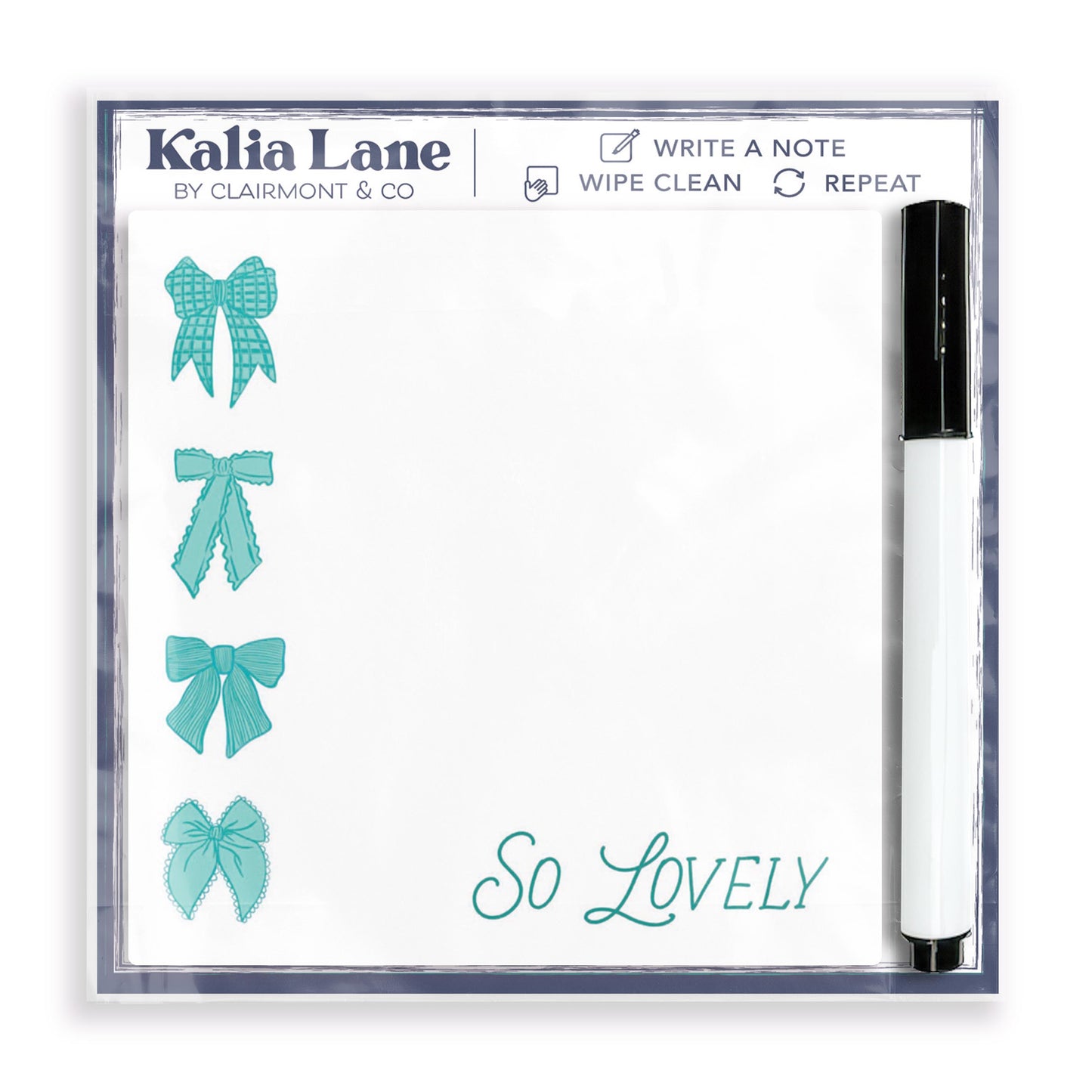 Preppy Bows 4x4 Dry Erase | Blue Bow So Lovely