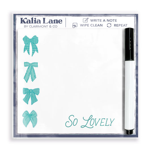 Preppy Bows 4x4 Dry Erase | Blue Bow So Lovely