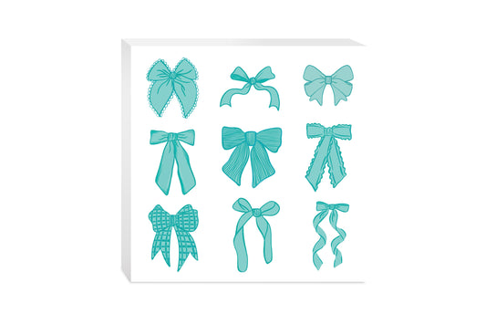 Preppy Bows 10x10 Wood Sign | Blue Preppy Bows