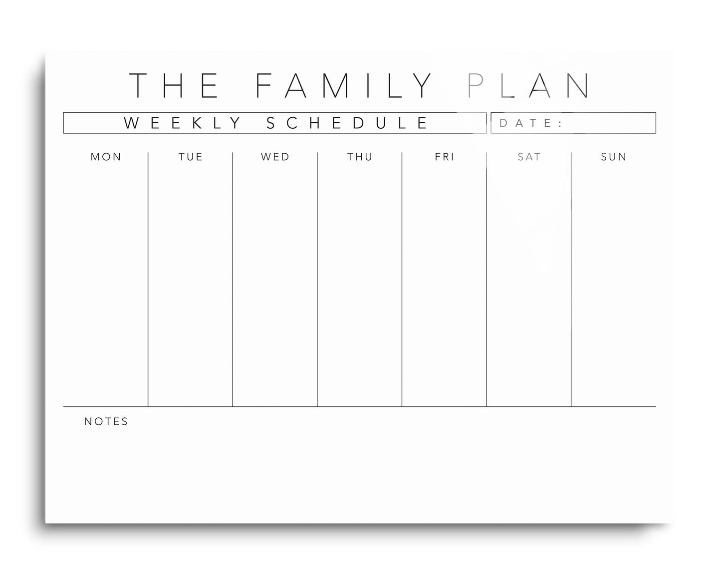 The Family Plan Weekly Schedule White