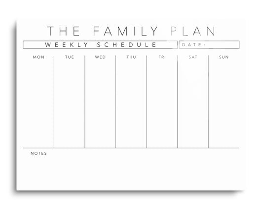 The Family Plan Weekly Schedule White