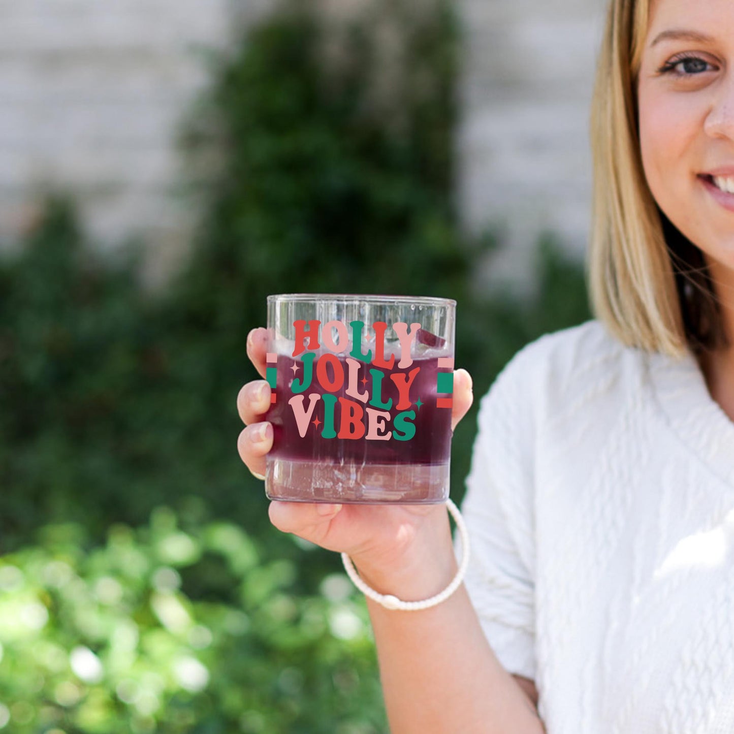 11oz Bourbon Glass-Holly Jolly Vibes