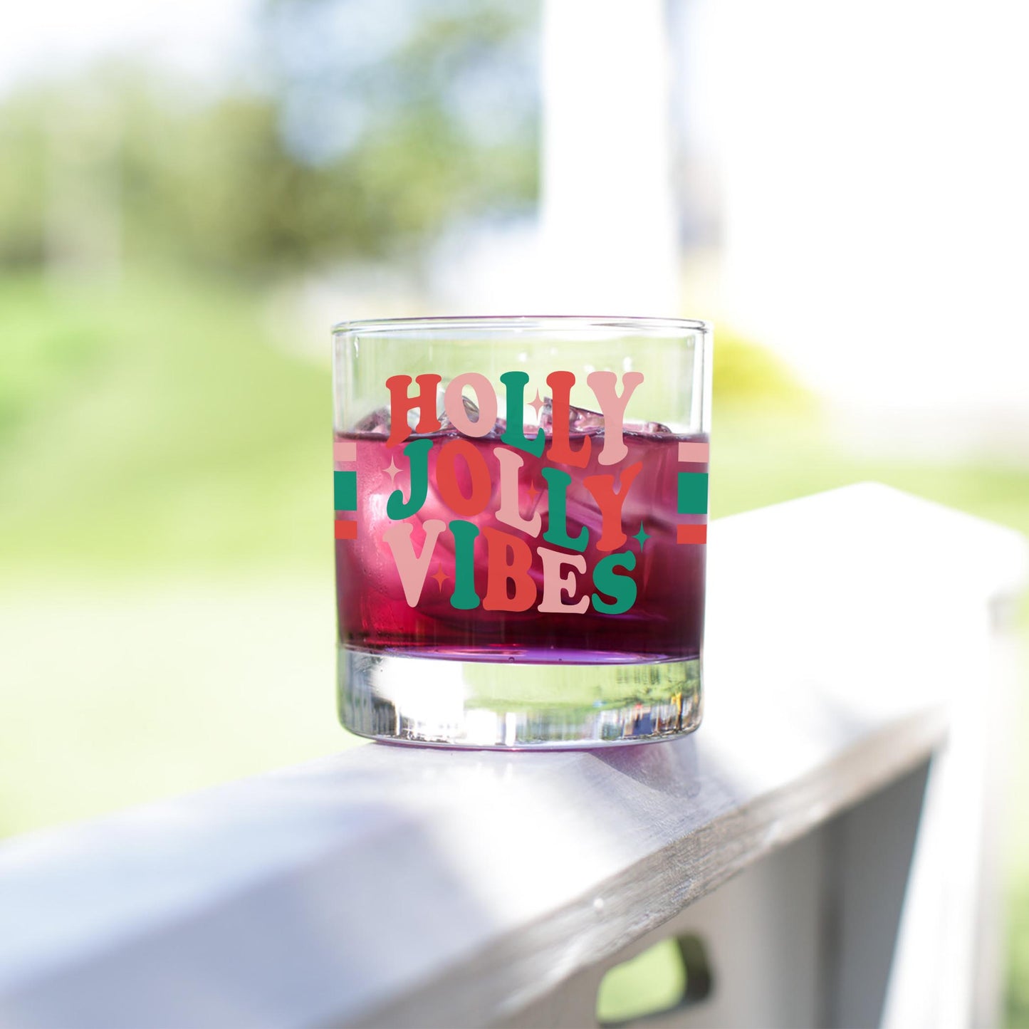 11oz Bourbon Glass-Holly Jolly Vibes