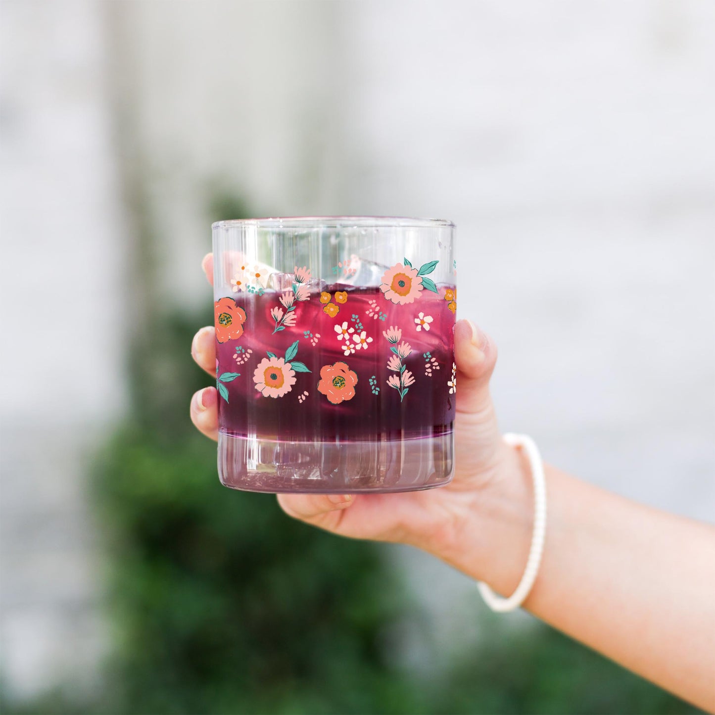 11oz Bourbon Glass-Kalia Floral Pattern