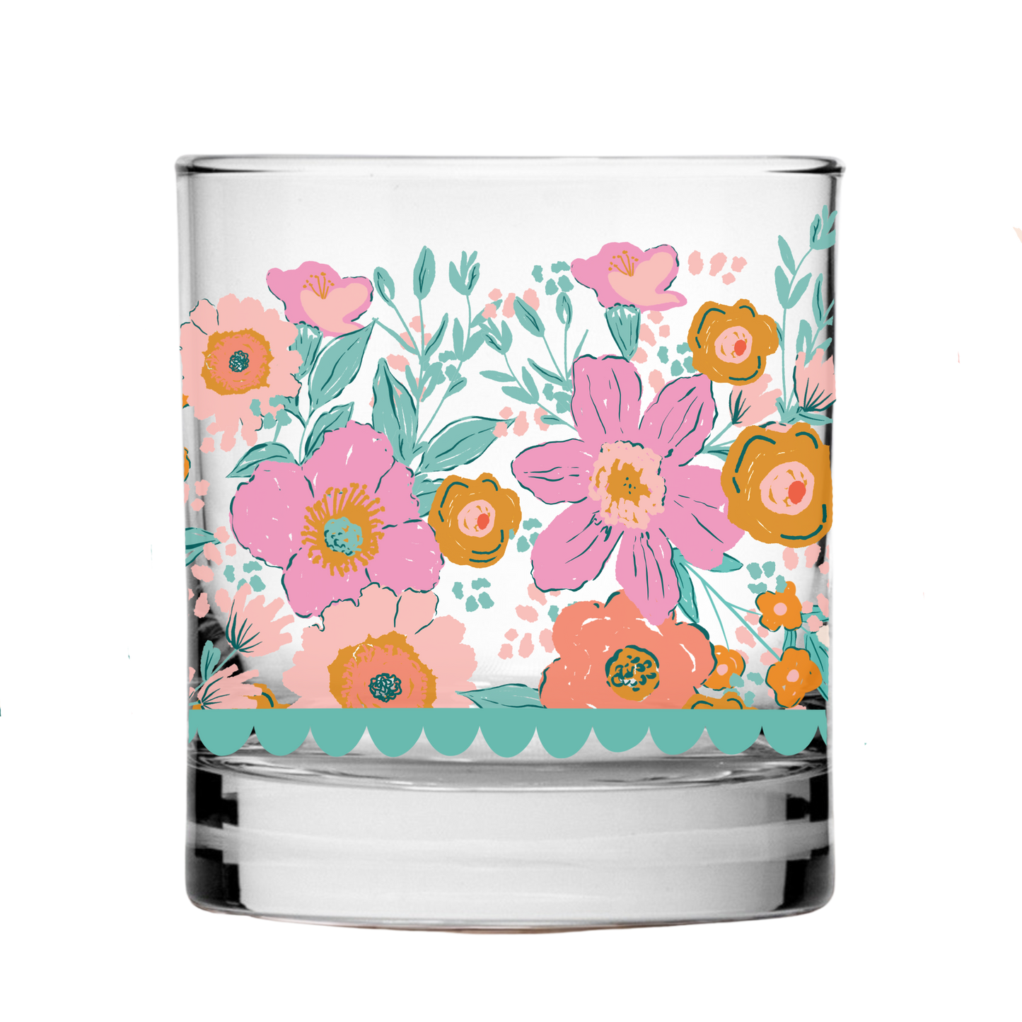 11oz Rocks Glass - Kalia Floral Wrap