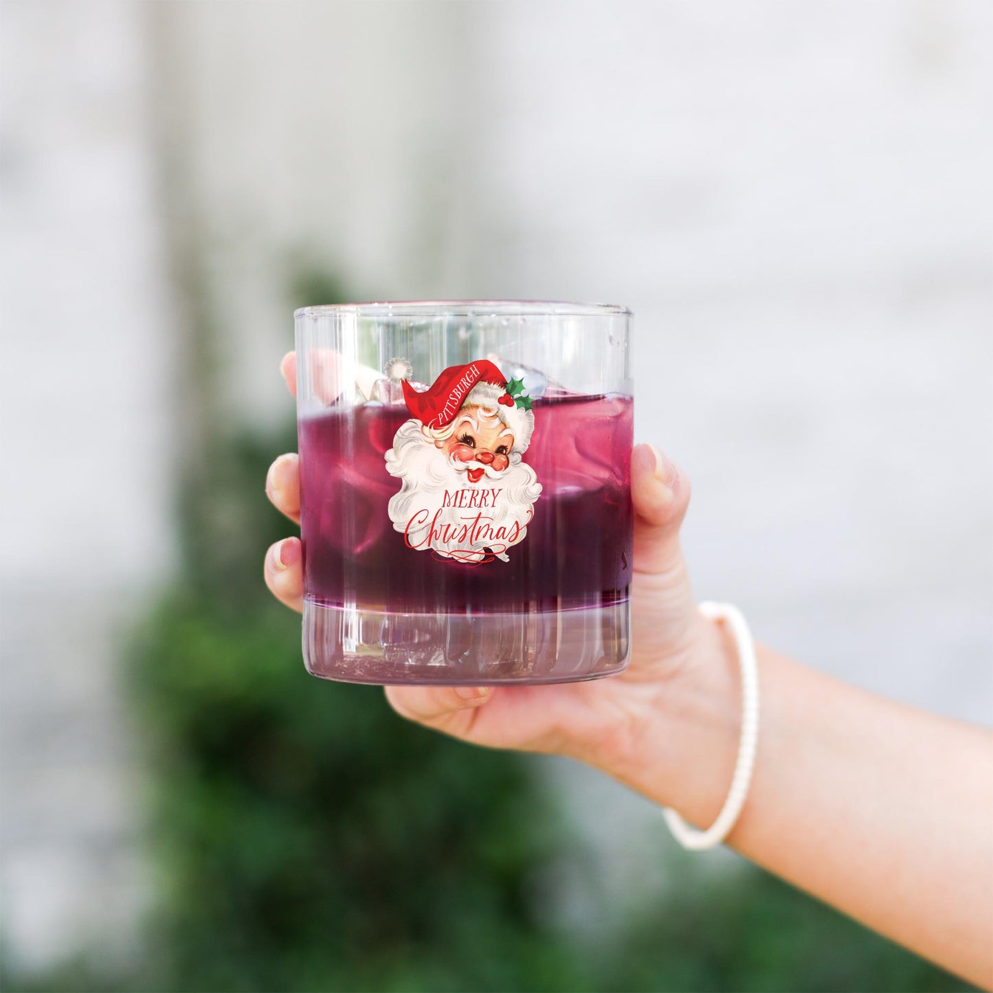 11oz Bourbon Glass-Classic Santa Merry Christmas -2