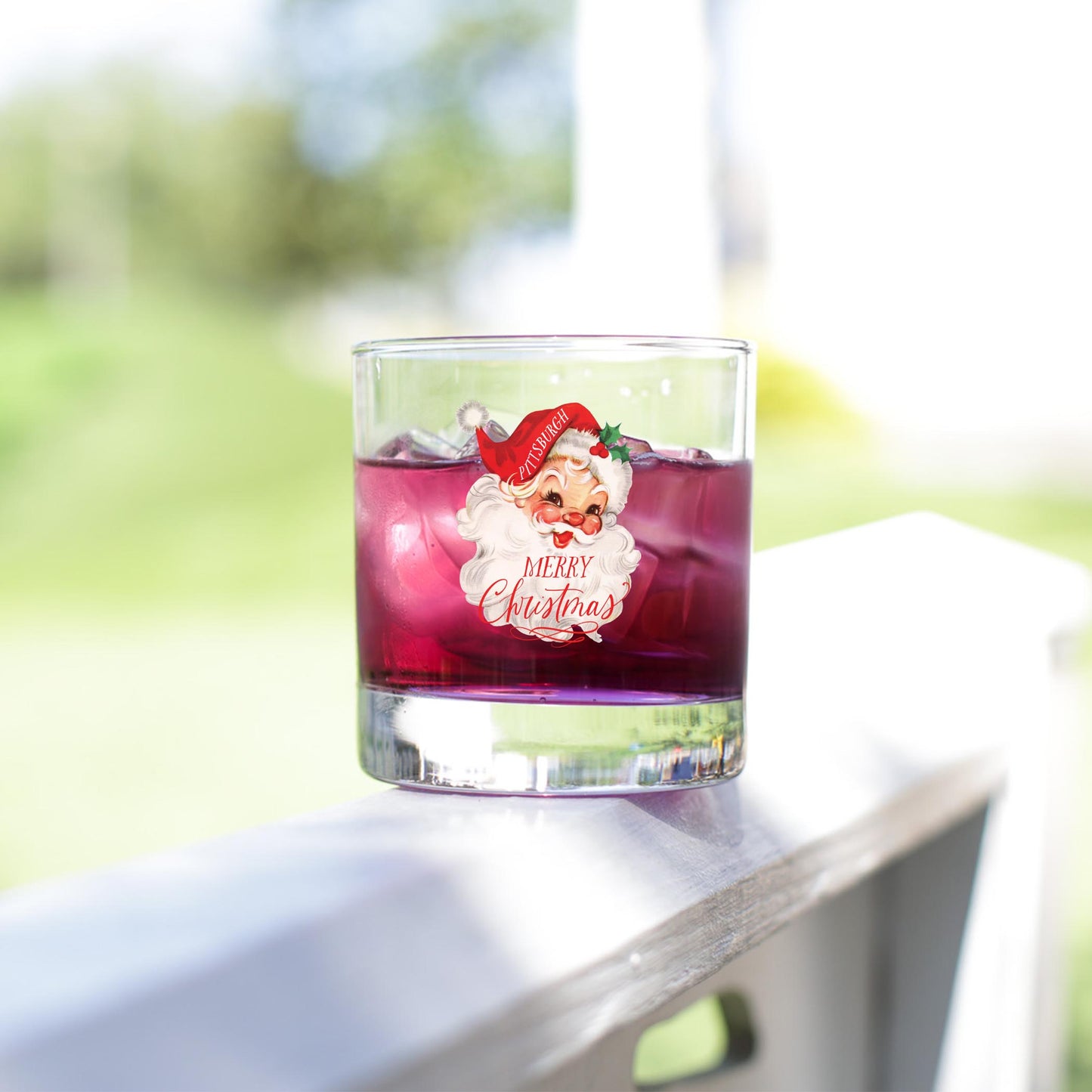 11oz Bourbon Glass-Classic Santa Merry Christmas -3
