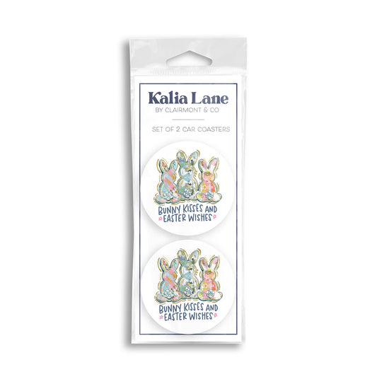 Car Coaster 2-Pack Kalia Lane-Bunny Kisses & Easter Wishes