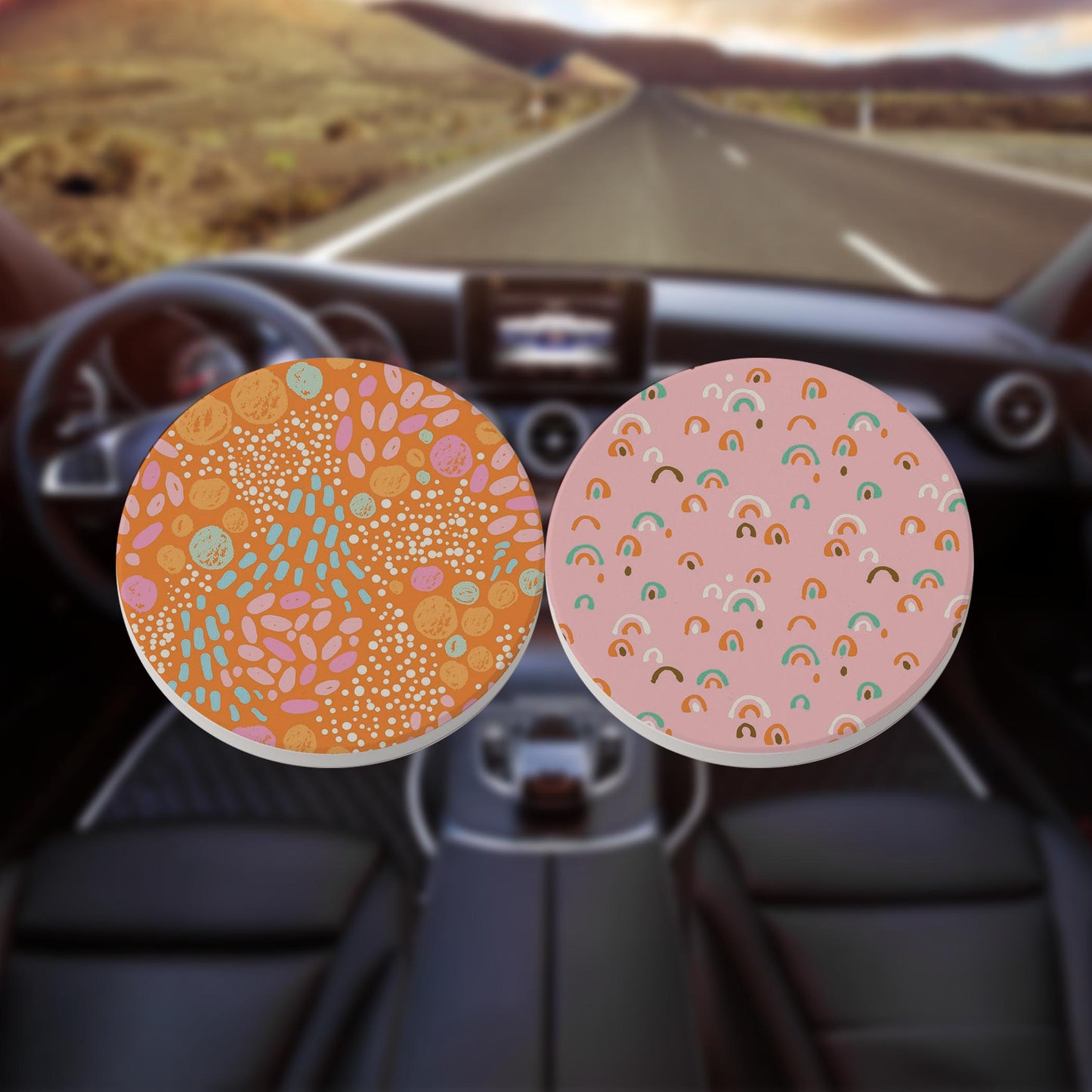 Car Coaster 2-Pack Kalia Lane-Bright Whimsical Patterns -8