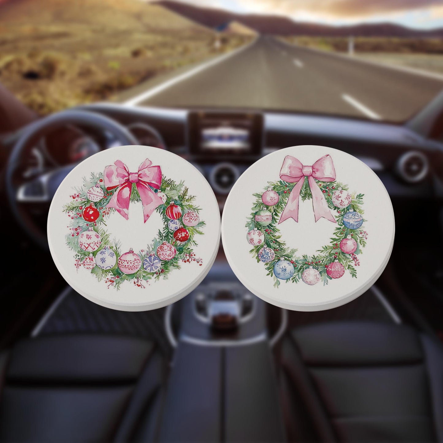 Car Coaster 2-Pack Kalia Lane-Blush & Baubles - A Grand Millennial Christmas -8