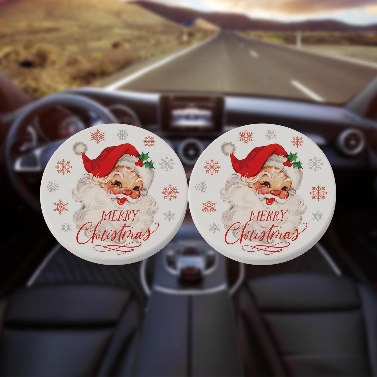 Car Coaster 2-Pack Kalia Lane-Classic Santa