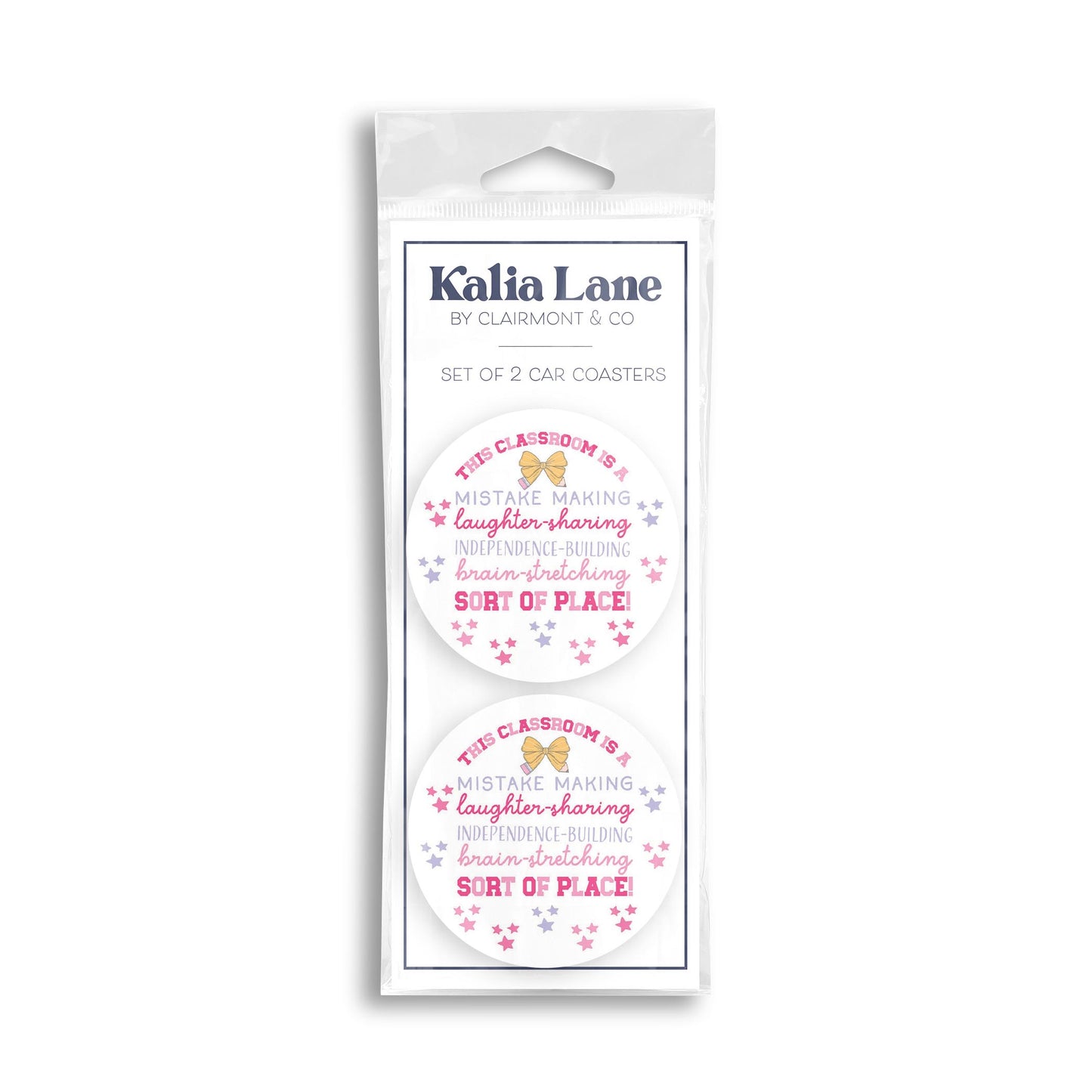 Car Coaster 2-Pack Kalia Lane-Classroom Coquette This Classroom -0