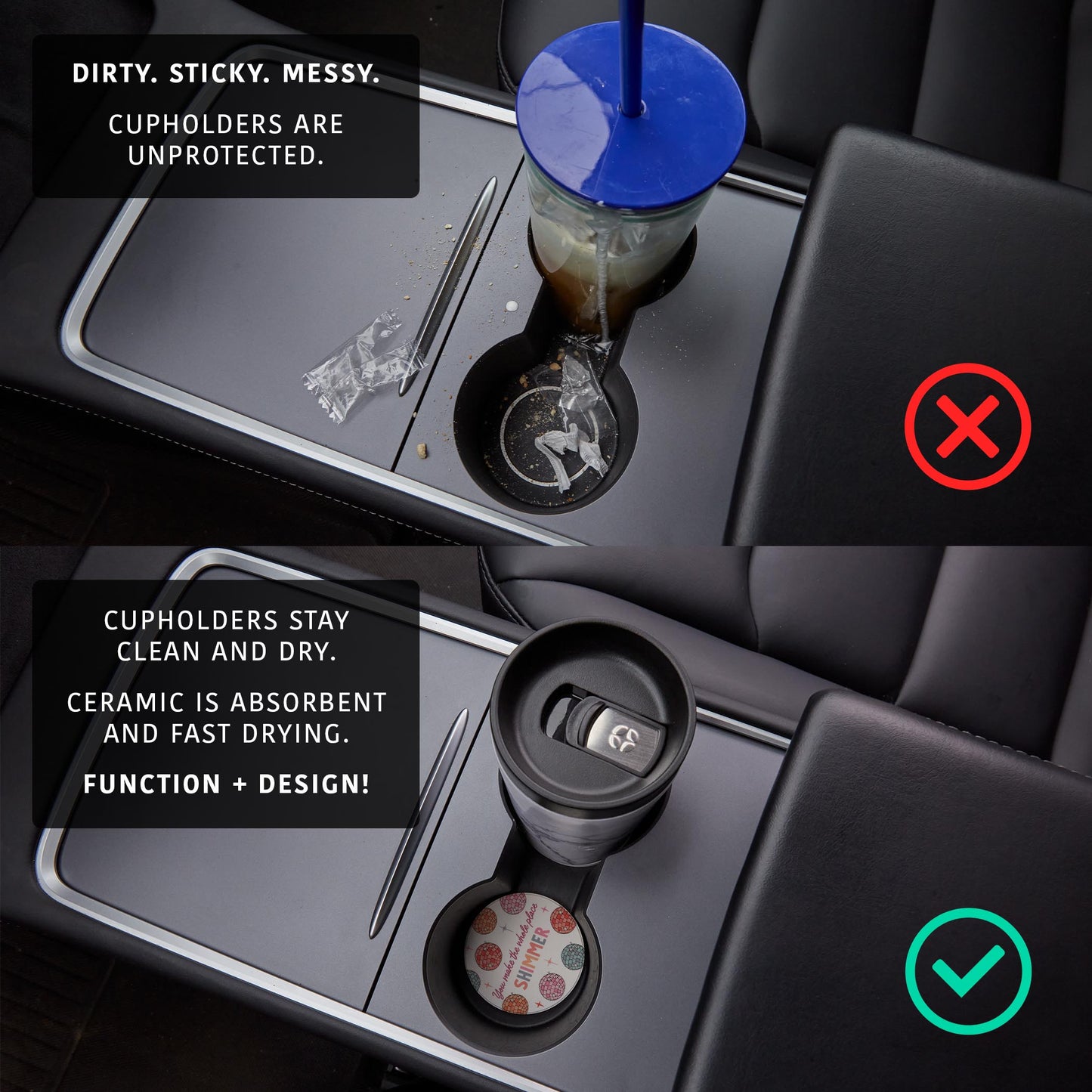 Car Coaster 2-Pack Kalia Lane-Whole Place Shimmer Disco Balls