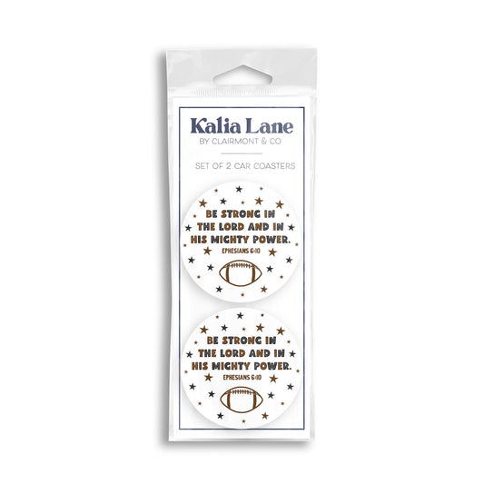 Car Coaster 2-Pack Kalia Lane-Be Strong Football Brown & Black