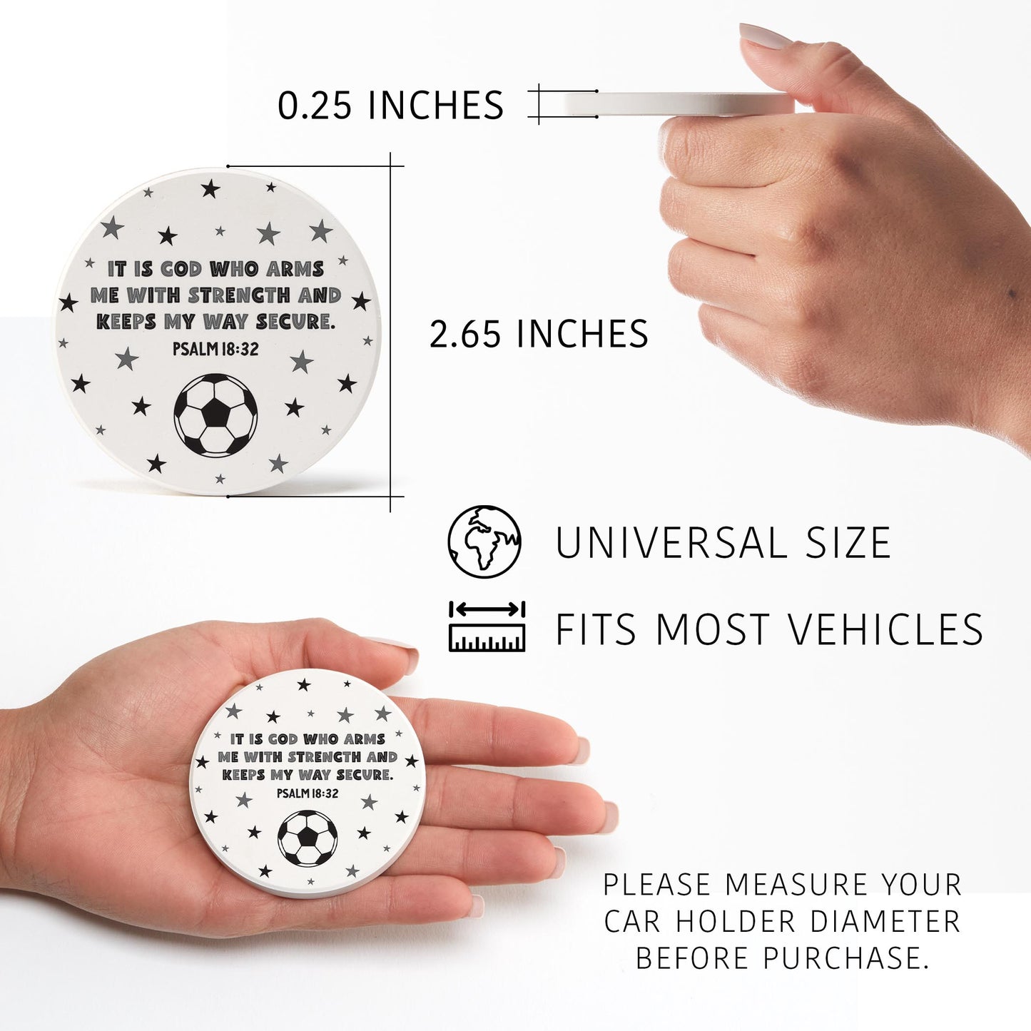 Car Coaster 2-Pack Kalia Lane-It Is God Soccer Grey & Black