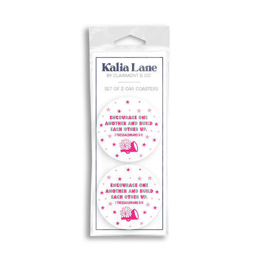Car Coaster 2-Pack Kalia Lane-Encourage One Another Pink & Grey
