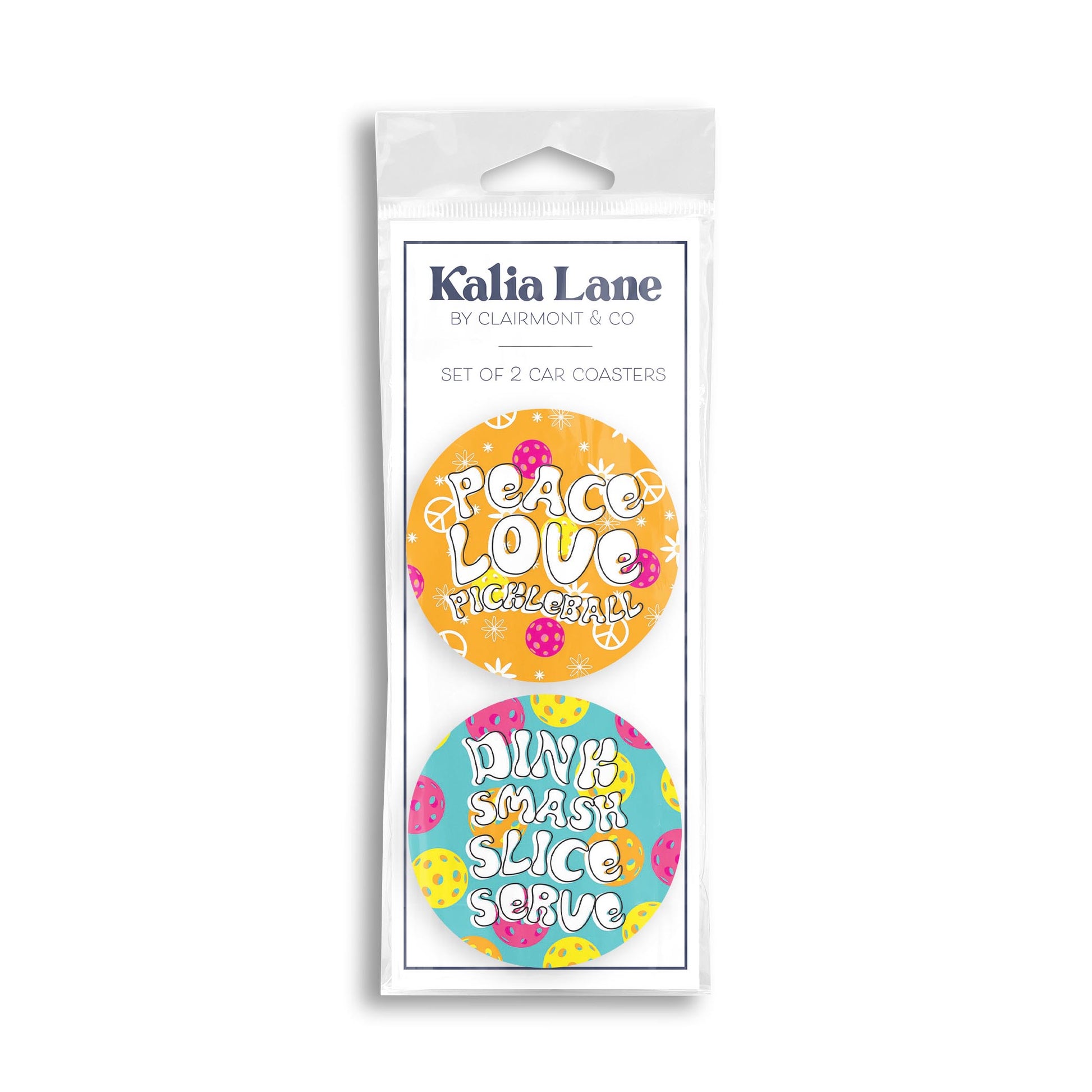 Car Coaster 2-Pack Kalia Lane-Pickleball Peace Love & Dink Smash -0
