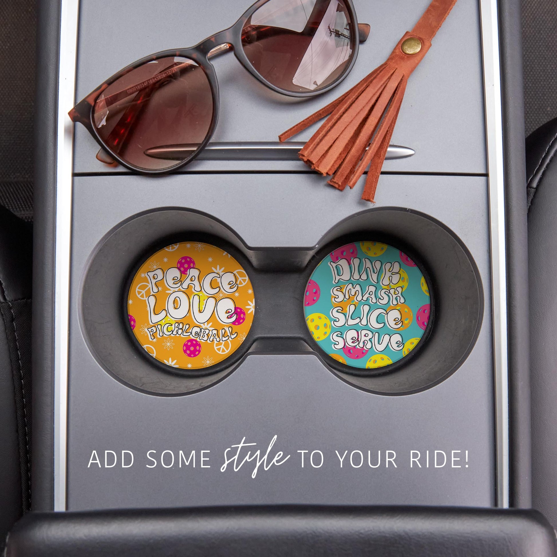 Car Coaster 2-Pack Kalia Lane-Pickleball Peace Love & Dink Smash -1