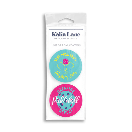 Car Coaster 2-Pack Kalia Lane-Best Pickleball Partner & Caffeine Repeat -0