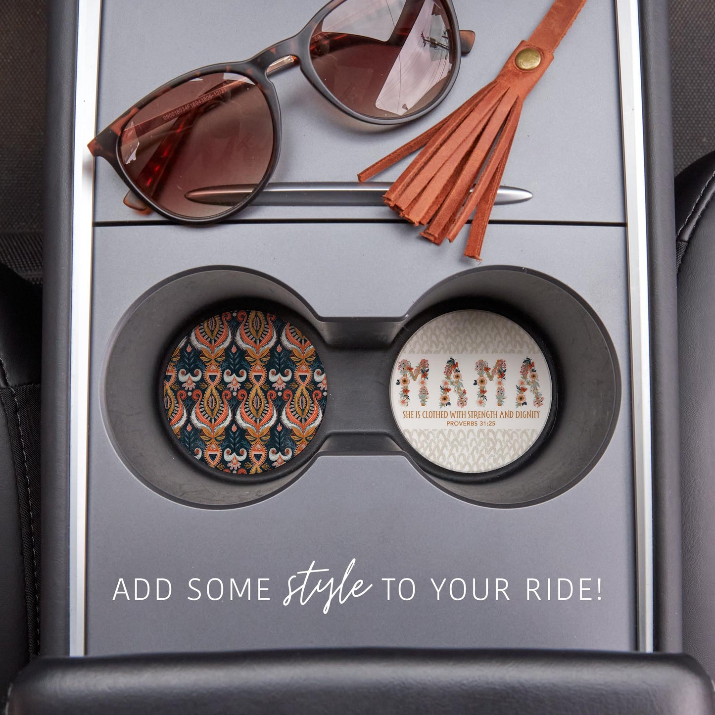 Car Coaster 2-Pack Kalia Lane-Pretty Things Floral Faith Mama & Pattern -1